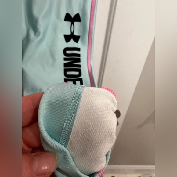 EUC Under Armour Cold Gear Leggings Medium Pink and Light Blue - Picture 2 of 4